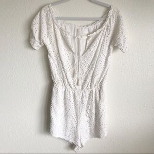 JETSET DIARIES TJD White Cotton Lace Short Romper